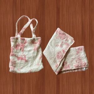 Free People Pink Knit Scarf & Tote Travel Set